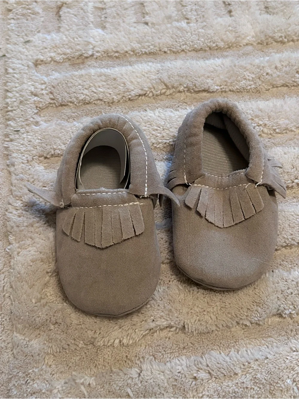 Kids Suede Fringe Moccasin Slippers 0-6 months
